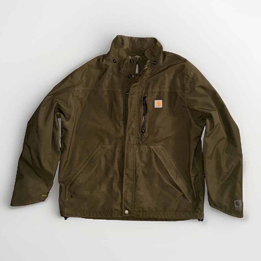 Carhartt Rain Jacket Men's L Green Shoreline Storm Defender Waterproof J162-307